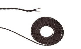 D0658  Cavo 1m Dark Brown Braided Twisted 2 Core 0.75mm Cable